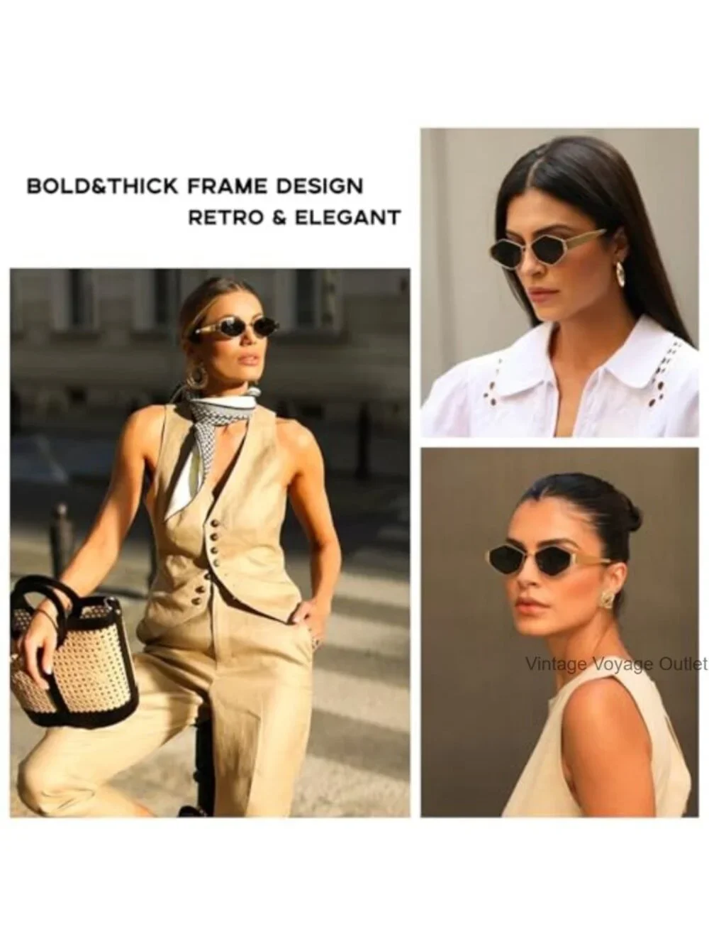 Retro Hexagonal Metal Sunglasses UV400 Protection Women
